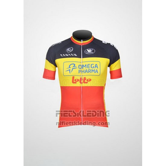 2011 Fietskleding Omega Pharma Lotto Kampioen Belga Korte Mouwen en Koersbroek